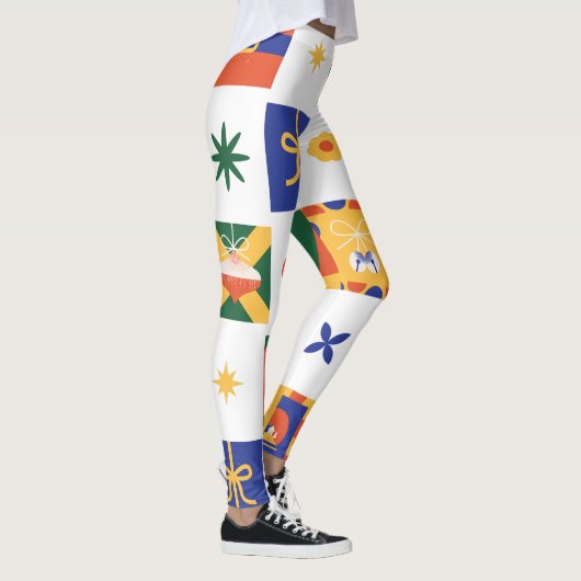 Custom Branded Christmas in Sinaasappel Blauw Groe Leggings