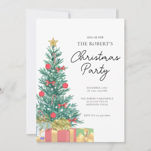 Custom Branded Elegant Christmas Party Uitnodiging (Voorkant)