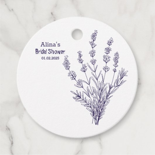 Custom Branded Franse lavendel bloemen Bedankjes Labels (Voorkant)