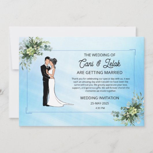 Custom Branded Romantische bloemenbruiloft uitnodi Kaart (Voorkant)