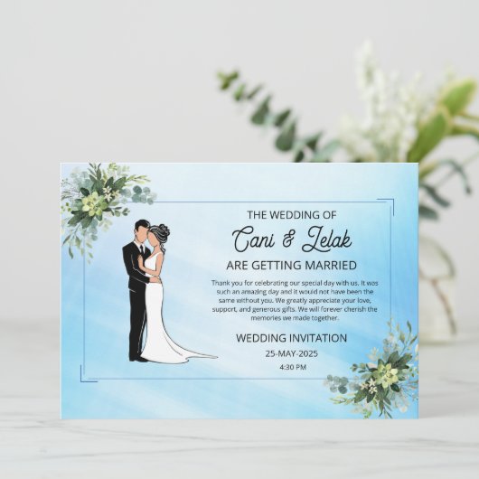 Custom Branded Romantische bloemenbruiloft uitnodi Kaart (Staand voorkant)