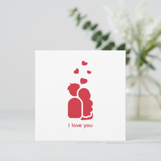 Custom Branded Rood Wit Eenvoudig Koppel en Hart Kaart (Staand voorkant)
