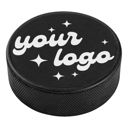 Custom Branded Round Business Logo Zwart Hockey Puck (3/4)