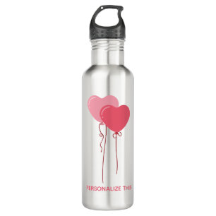 Custom branded roze minimalistische Valentijn Waterfles