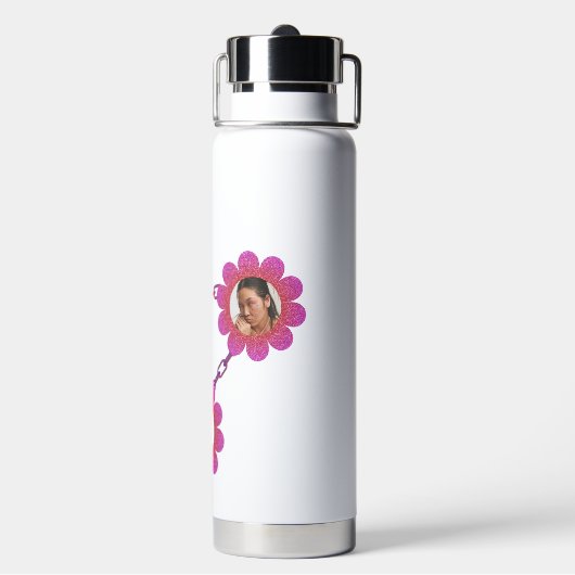 Custom Branded Roze Witte Persoonlijke Waterfles (Achterkant)