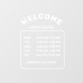 Custom Branded White Minimalist Open-Hours Cafe Raamsticker (Vel)