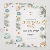 Custom Branded Wit en Blauw Classy Christmas Kaart (Voorkant / Achterkant)