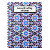 Custom breien notitieboek - blauw en paarse ontwer (Voorkant)
