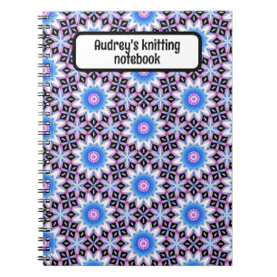 Custom breien notitieboek - blauw en paarse ontwer