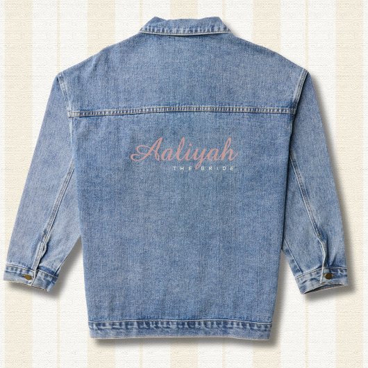 Custom Bridal Denim Jacket | Blush Pink & Ivory