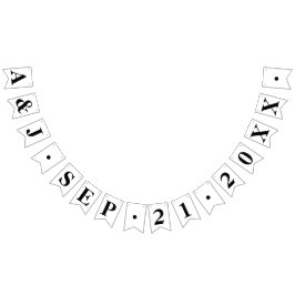 CUSTOM BRIDE + BRUIDEGOM INITIALEN MET TROUWDATUM VLAGGETJES