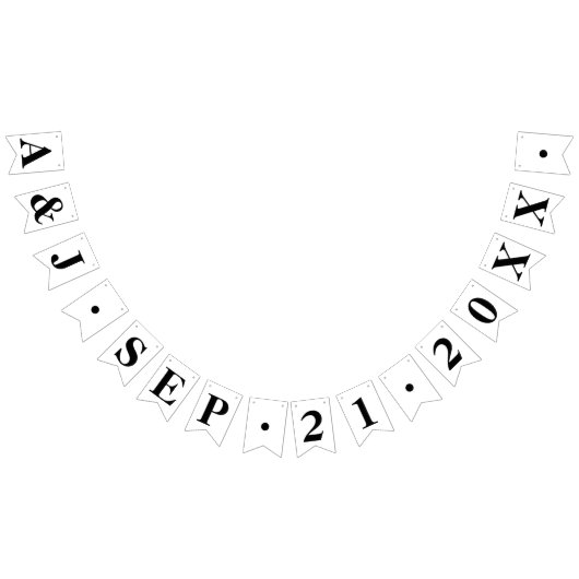 CUSTOM BRIDE + BRUIDEGOM INITIALEN MET TROUWDATUM VLAGGETJES (Alle)