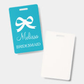 Custom bridesmaid name badges for wedding party (Front & Back)
