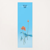 Custom Bright Blue Lotus Bloemen Monogram Naam Yogamat (Voorkant)