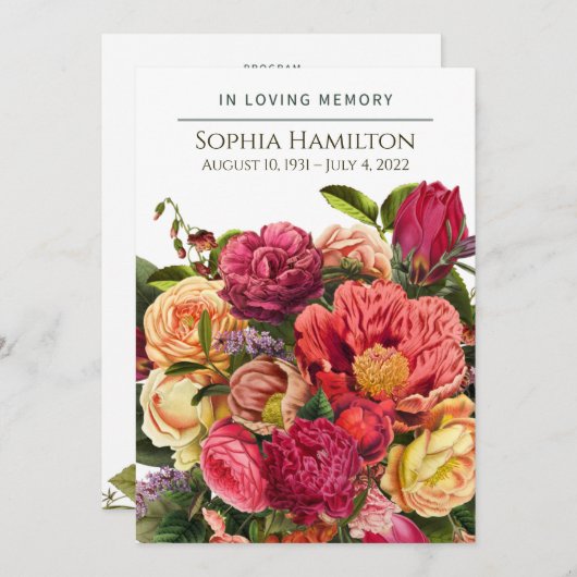 Custom Bright Waterverf Floral Funeral Program Programma (Voorkant / Achterkant)