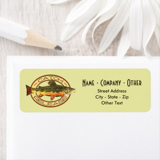 Custom Brook Forel Fly Fishing Catch & Release Etiket (Insitu)