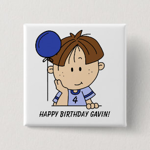 Custom Brown Hazard Boy Birthday Button