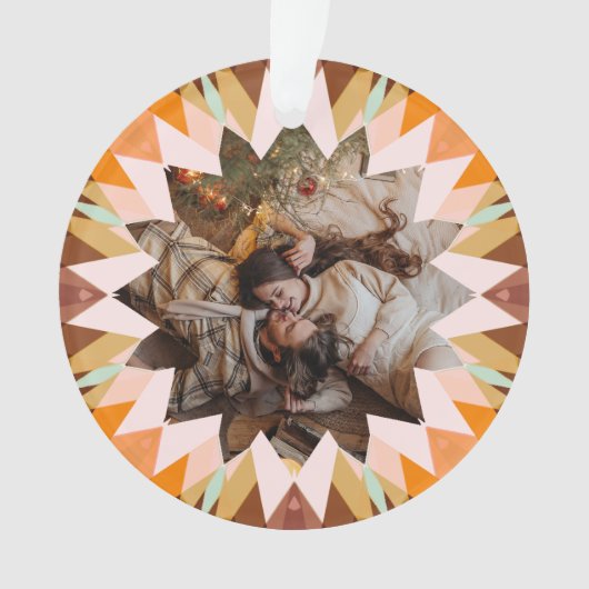 Custom Brown Orange Christmas Star Photo Gift Tree (devant)