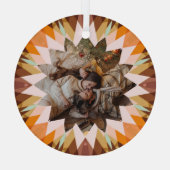 Custom Brown Orange Christmas Star Photo Gift Tree Glas Ornament (Achterkant)