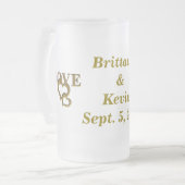 Custom bruid bruidegom liefde hart Frosted Glass M Matglas Bierpul (Voorkant links)