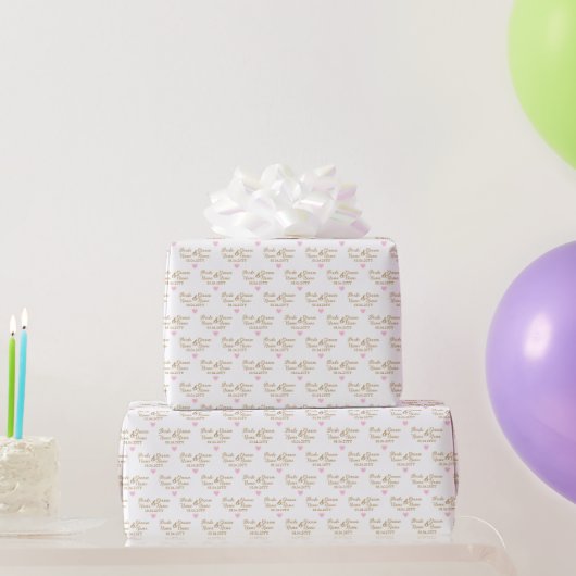 Custom bruid en bruidegom bruiloft pastel roze har cadeaupapier (Feestgeschenken)