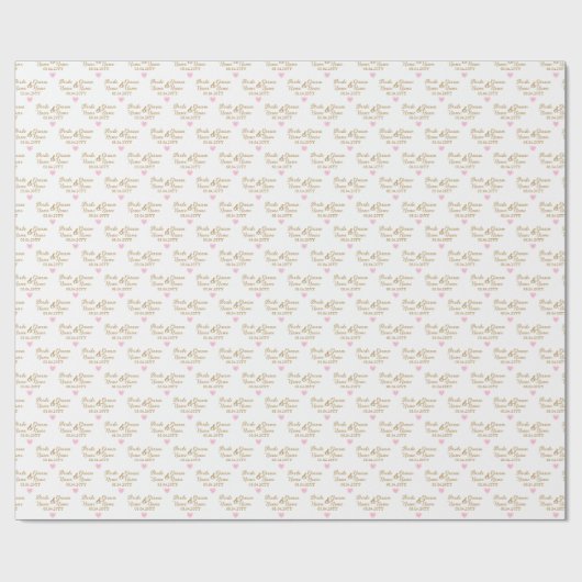 Custom bruid en bruidegom bruiloft pastel roze har cadeaupapier (Vlak)