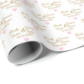 Custom bruid en bruidegom bruiloft pastel roze har cadeaupapier (Rol Hoek)