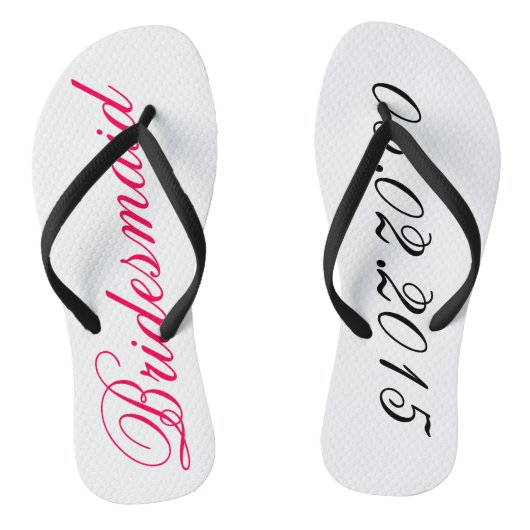 Custom Bruidsmeisje voeg uw eigen huwelijksdatum c Teenslippers (Voetbed)