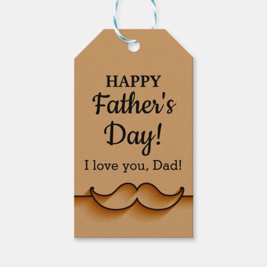 CUSTOM Bruin Elegant Mustache Vaderdag Cadeaulabel (Voorkant)