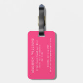 Custom Bubblegum Roze Wit Chevron Patroon Bagagelabel (Achterkant verticaal)