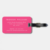 Custom Bubblegum Roze Wit Chevron Patroon Bagagelabel (Achterkant horizontaal)