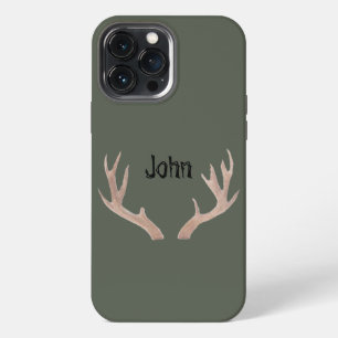 CUSTOM Buck telefoon case- hand getrokken gewei, G iPhone 13 Pro Max Hoesje