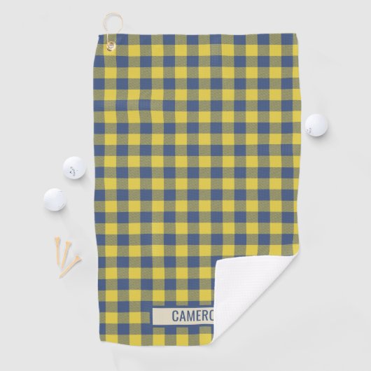 Custom Buffalo Plaid Tartan Pattern Yellow Blue Golfhanddoek (Insitu)