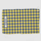 Custom Buffalo Plaid Tartan Pattern Yellow Blue Golfhanddoek (Horizontaal)