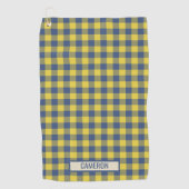 Custom Buffalo Plaid Tartan Pattern Yellow Blue Golfhanddoek (Voorkant)