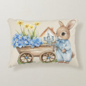 Custom Bunny met blauwe bloemen Accent Kussen (Voorkant)