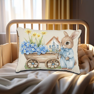 Custom Bunny met blauwe bloemen Accent Kussen