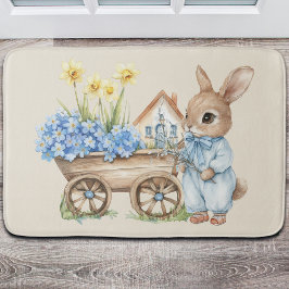Custom Bunny met blauwe bloemen Badmat
