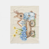 Custom Bunny met blauwe bloemen Fleece Deken (Voorkant)