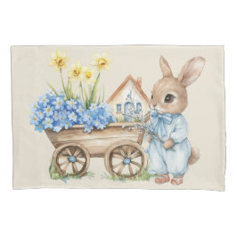 Custom Bunny met blauwe bloemen Kussensloop