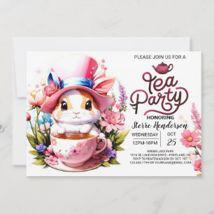 Custom Bunny's Open Huis Tea Party Kaart