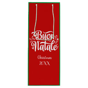 Custom Buon Natale Italiaans Vrolijk Kerstfeest Wijn Cadeautas