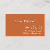Custom Burnt Orange Give Thanks Thanksgiving Name Plaatskaartje (Voorkant)