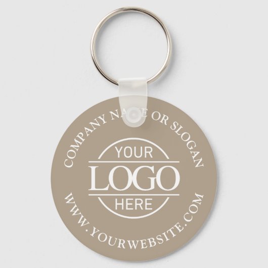 Custom Busines Logo Promotional Taupe Beige  Sleutelhanger (Voorkant)