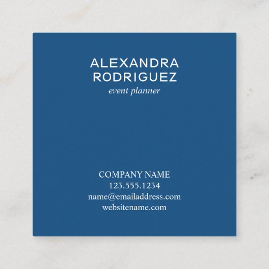 Custom Business Company Logo Minimal Blue Vierkante Visitekaartje (Achterkant)