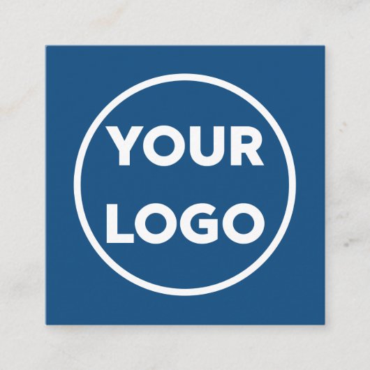 Custom Business Company Logo Minimal Blue Vierkante Visitekaartje (Voorkant)
