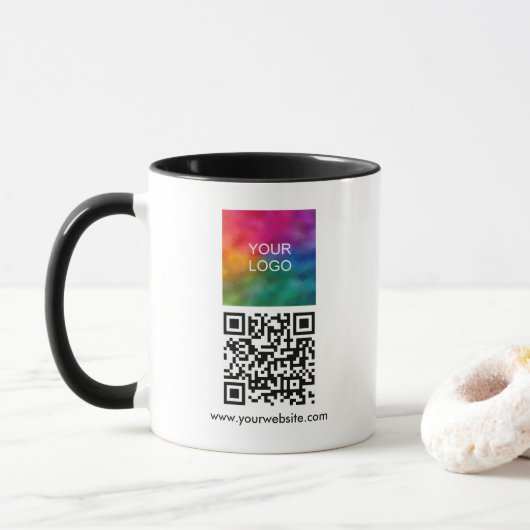 Custom Business Company Logo QR Code Combo Mok (Met donut)