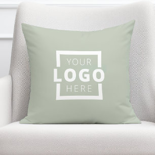 Custom Business Company Logo Sage Green Kussen