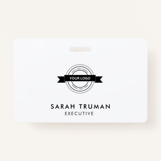 Custom Business Employee Kaart minimalistisch & mo Badge (Voorkant)