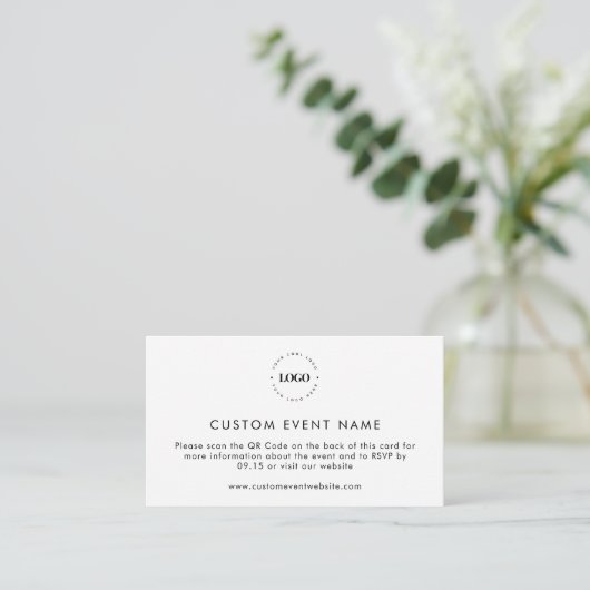 Custom Business Event RSVP met QR Code Website Informatiekaartje (Staand voorkant)